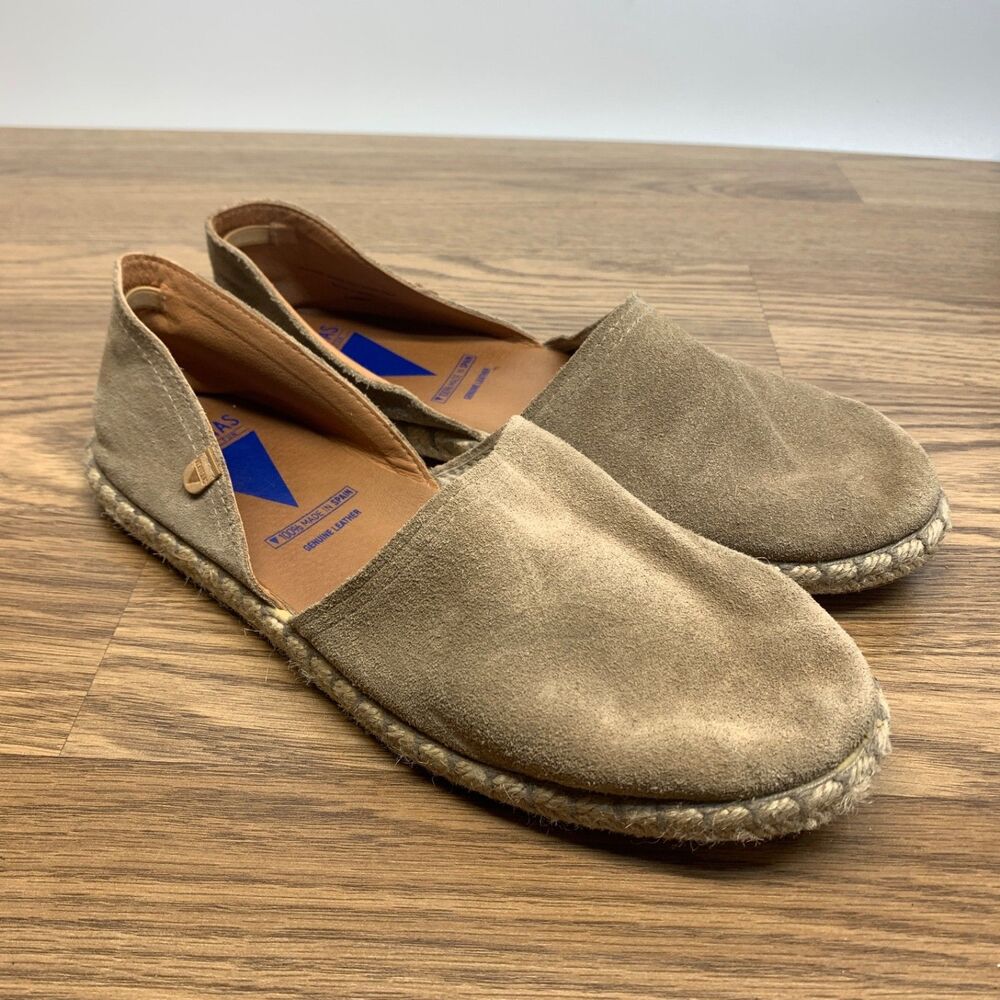Verbenas Flat Shoes Womens 10 EU 42 Tan Cream Carmen‎ Leather Suede Espadrilles